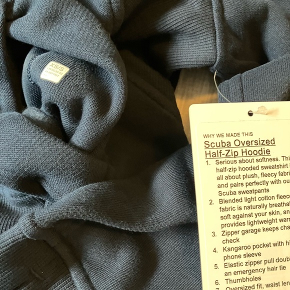 NWT Lululemon Scuba Oversized Half-Zip Hoodie, XS/S, True Navy - Picture 7 of 8